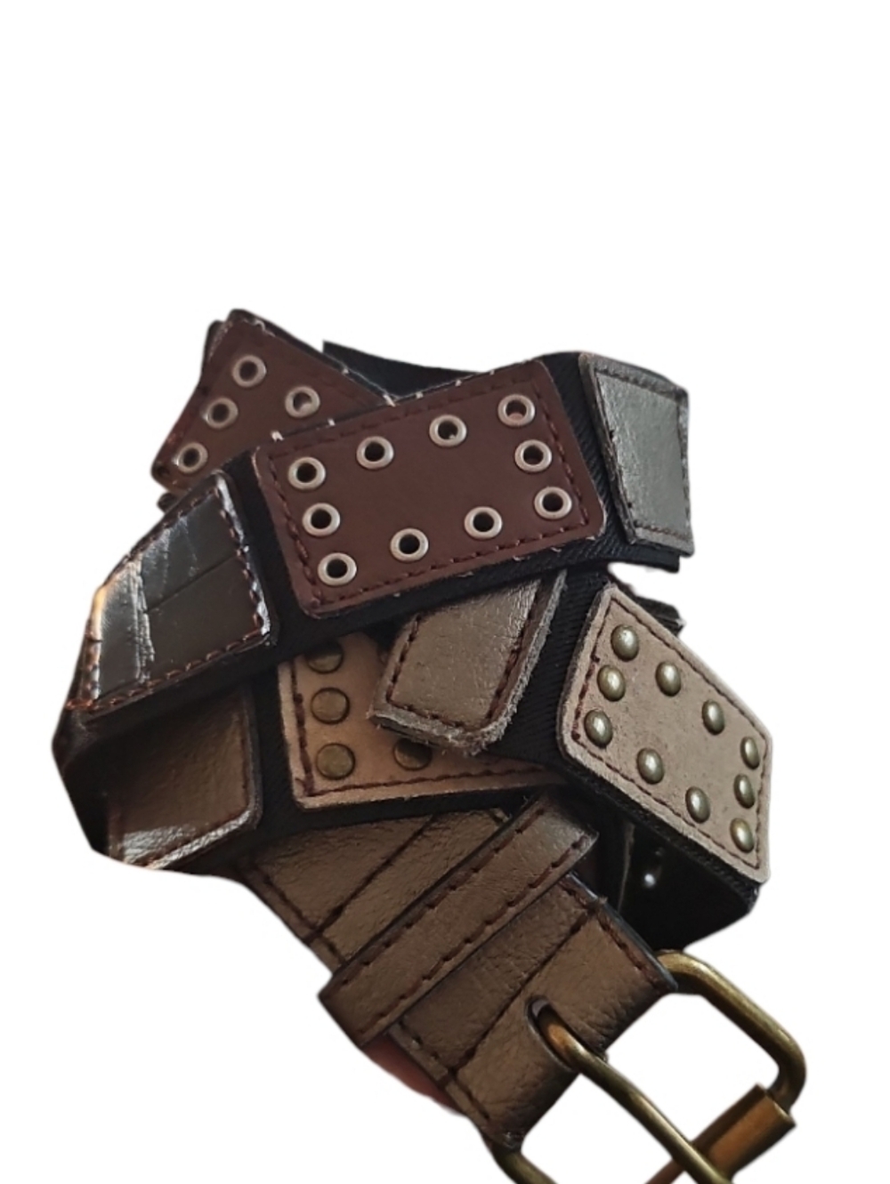 Relic Patchwork Studded Leather Elastic Belt Women’s Large Boho Western Chic Y2K